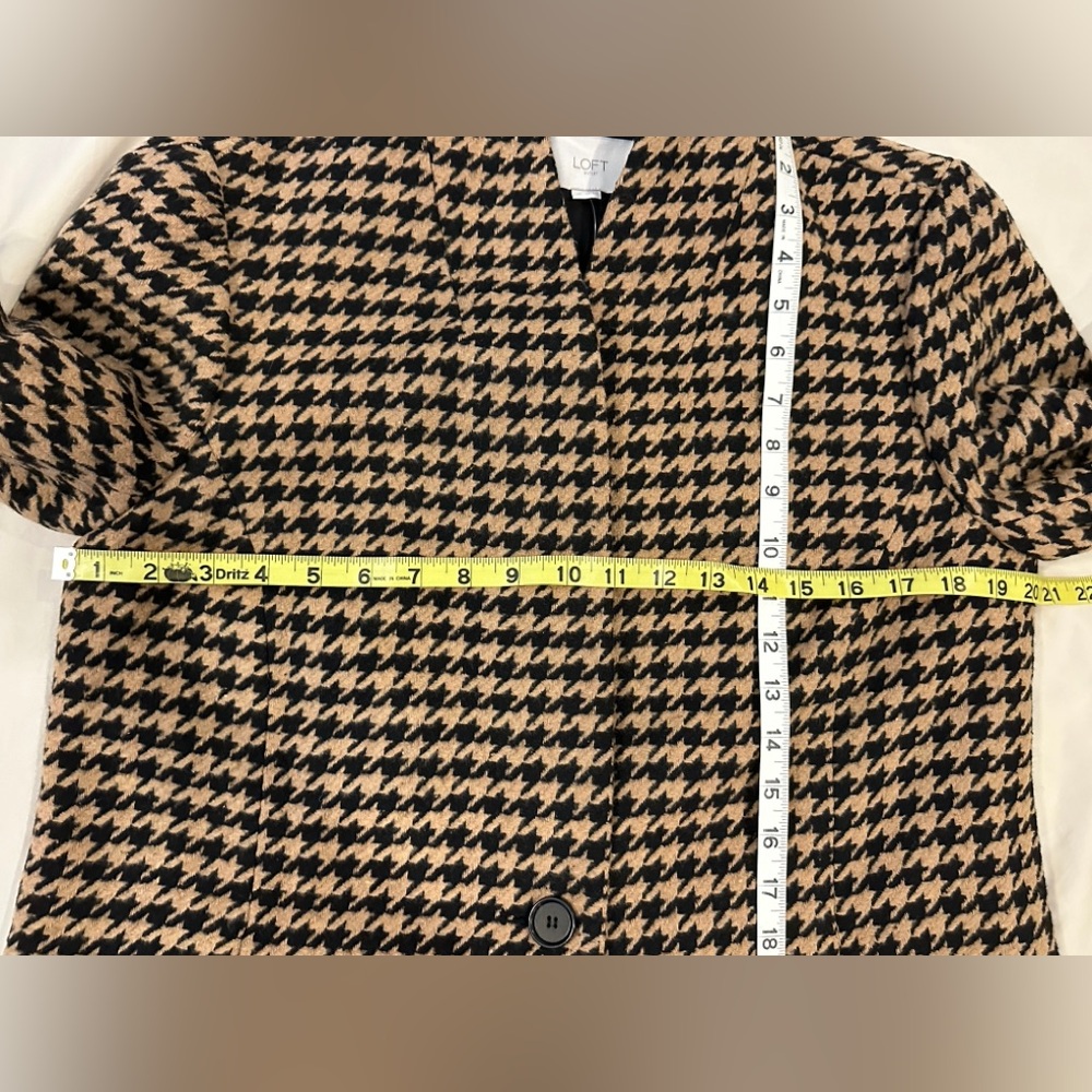 NWT Loft Tan And Black Houndstooth Medium Wrap Coat 32284584 Retail $180 - Picture 6 of 6